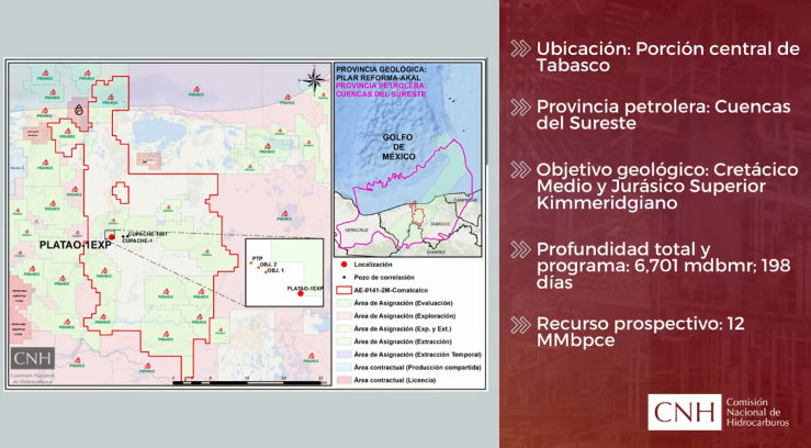 Congratulations PEMEX for the approval on drilling the exploratory well Platao-1EXP of the assignment AE-01-41-2M-Comalcalco.