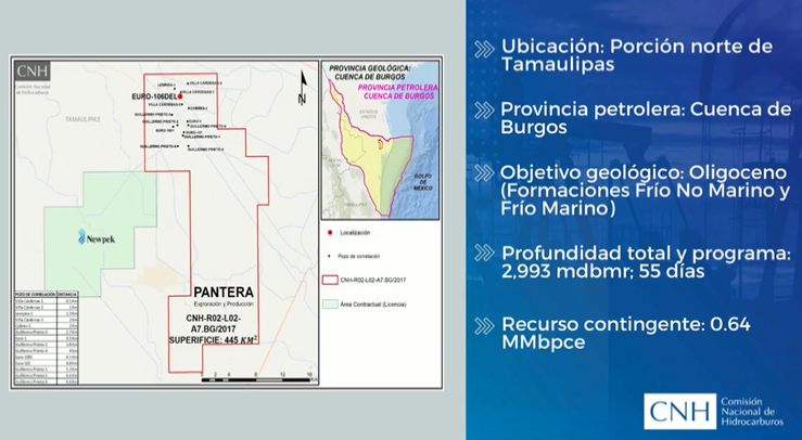 Congratulations Pantera Exploración y Producción 2.2 for the approval of drilling on well Euro-106DEL of the contract CNH-R02-L02-A7.BG/2017.