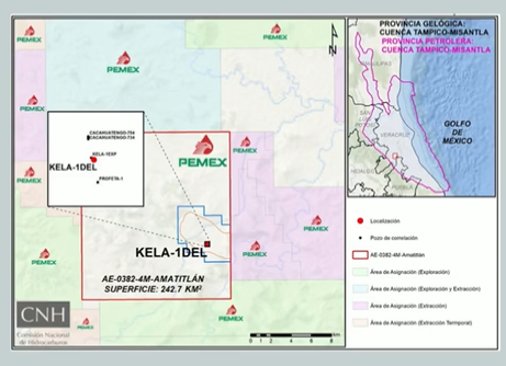 Felicitaciones a PEMEX por la aprobación de la perforación del pozo delimitador Kela-1DEL de la asignación AE-0382-4M-Amatitlán.